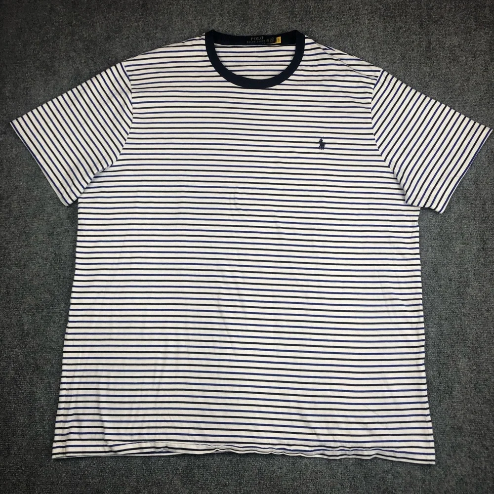 Polo Ralph Lauren Men’s Striped Crew Neck T-Shirt - White/Navy